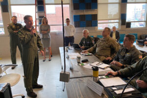 speaker and attendees in classroom setting