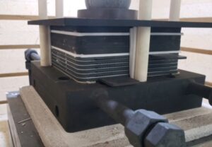 Close up of solid oxide fuel cell stack created for the Biporpellant Enabled Electrical Power Supply.