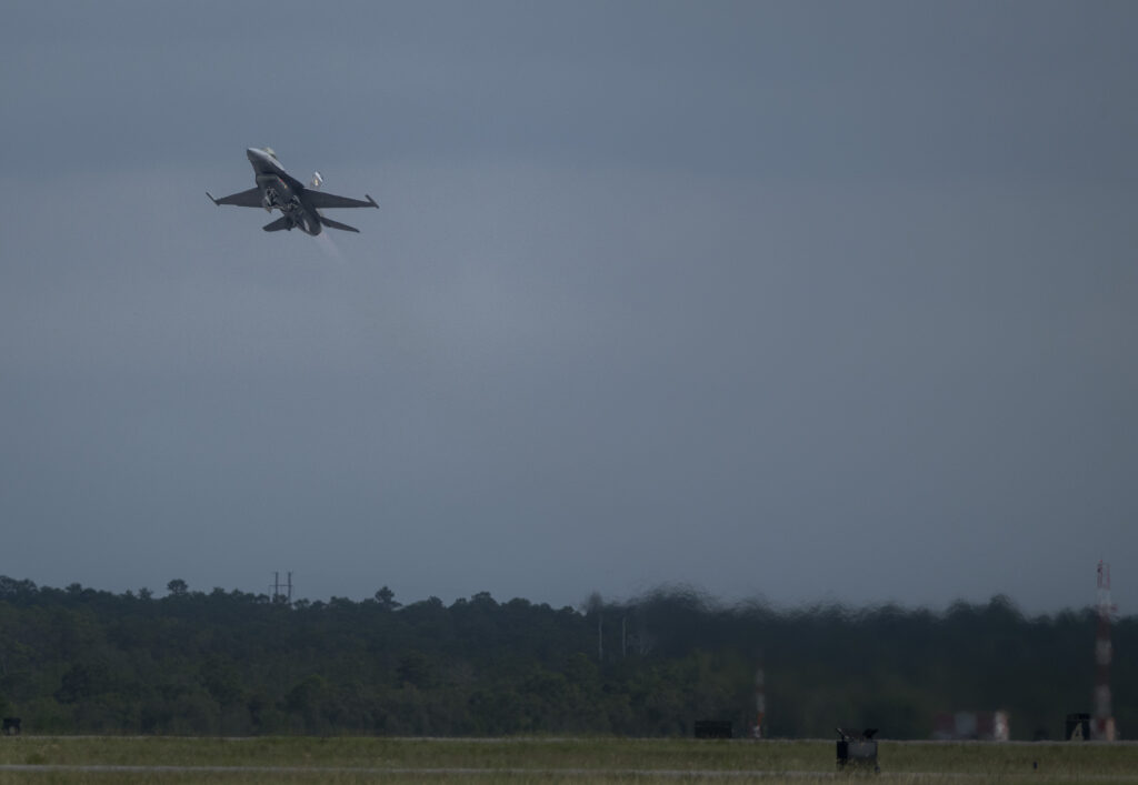 F-16 aircraft taking off.