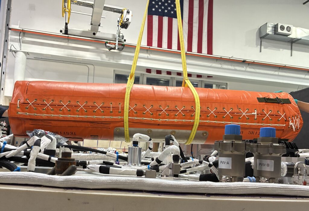 image of large life raft being tested