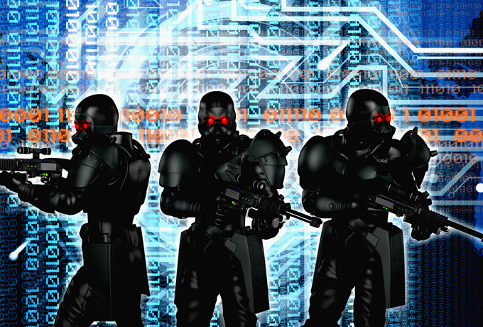 cyber protection image with soldiers