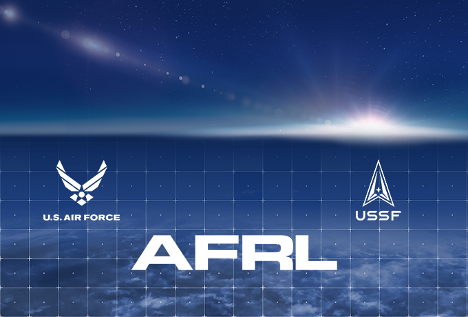 Air Force and Space Force Logos flank AFRL lettering.