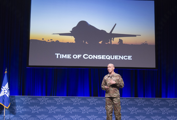 Gen Allvin speaking during Warfare Symposium feature image