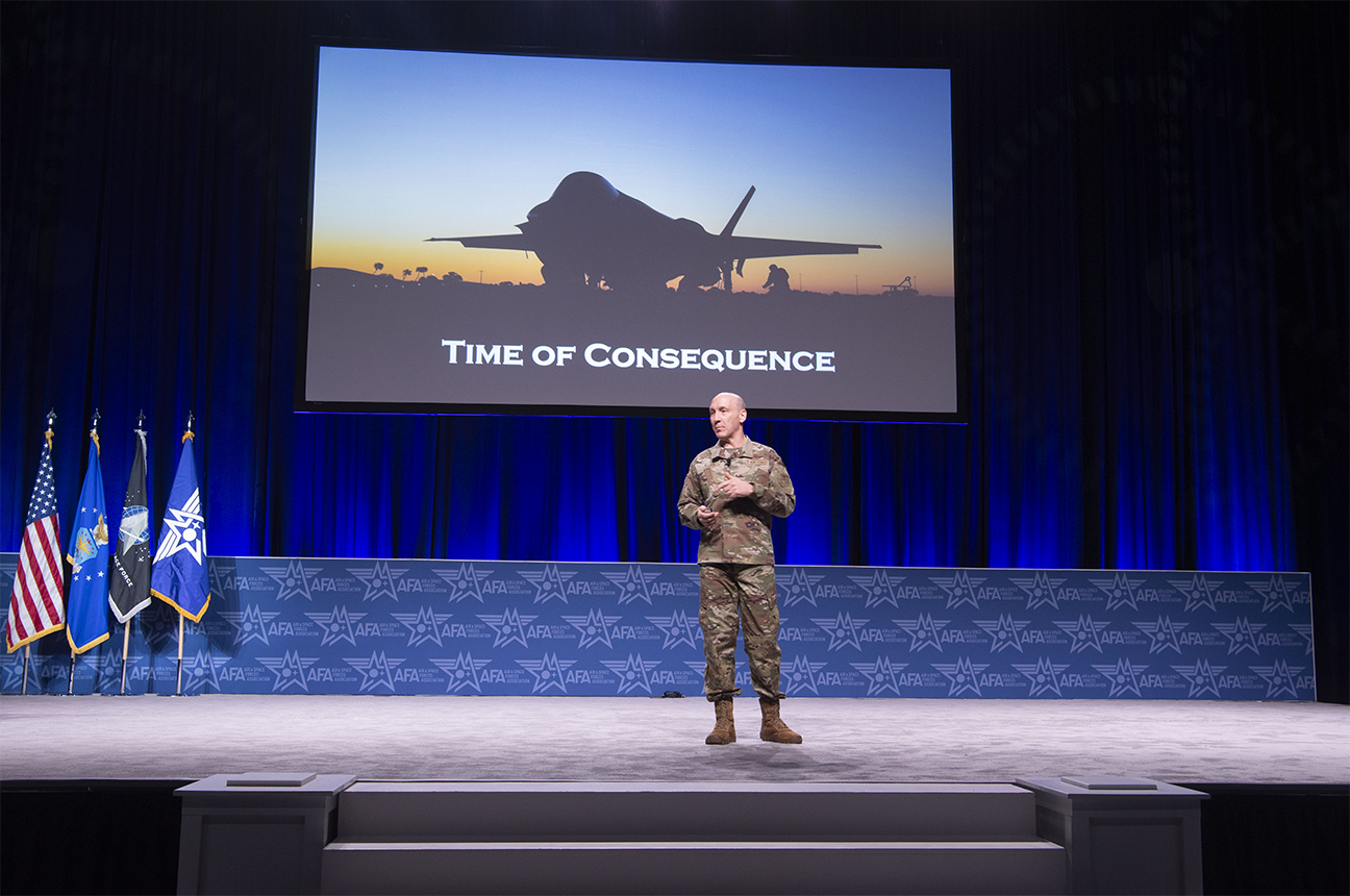 Gen Allvin speaking at Warfare Symposium