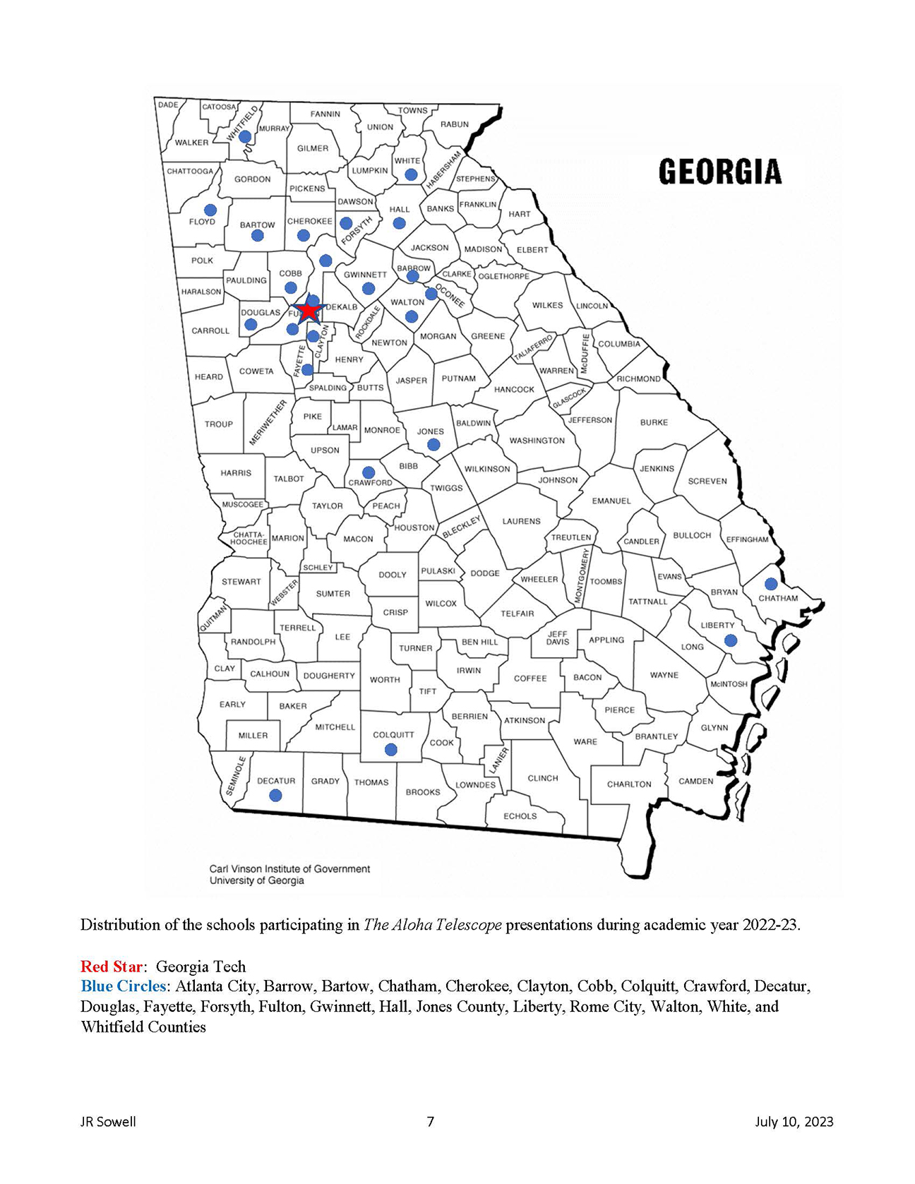 map Georgia marking outreach program participation