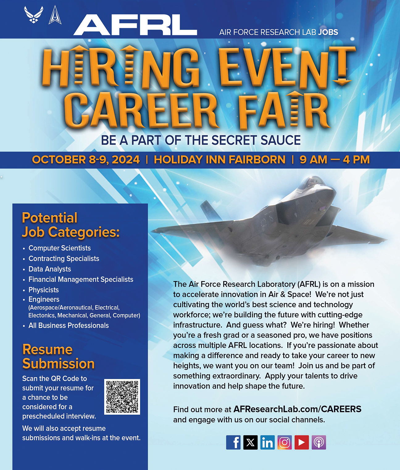 AFRL hiring event flyer