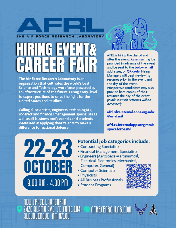 AFRL hiring event flyer