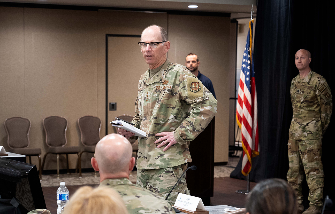 Gen Richardson speaking to attendees during event