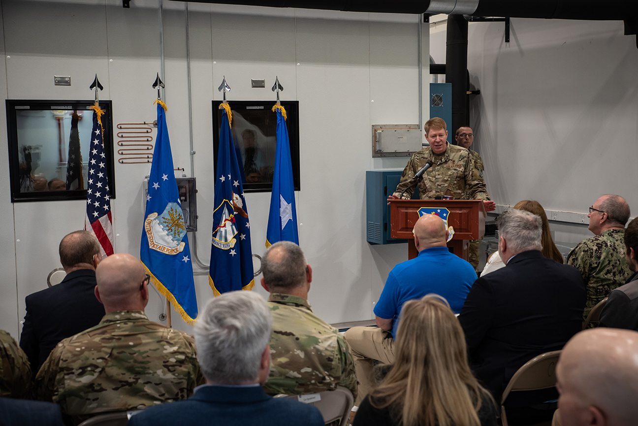 711 HPW commander speaking during ceremony