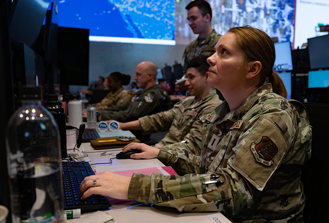 airman testing computer equipment