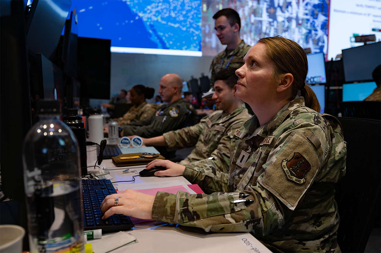 airman testing computer equipment