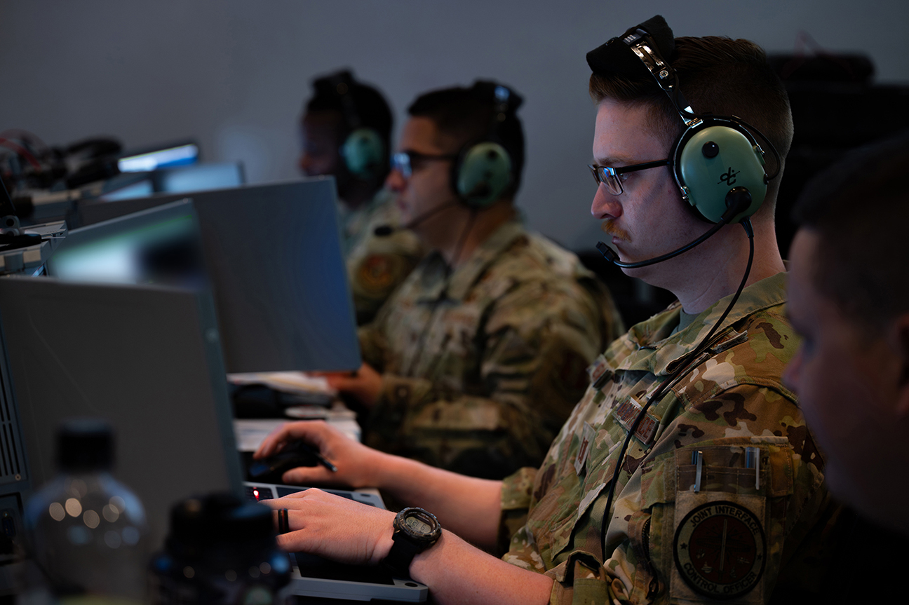 airman testing computer equipment