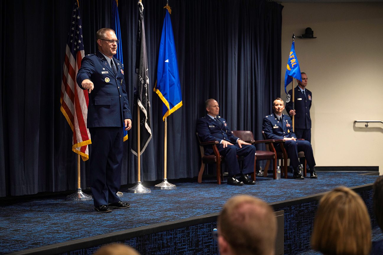 Col Beckman during assumption ceremony